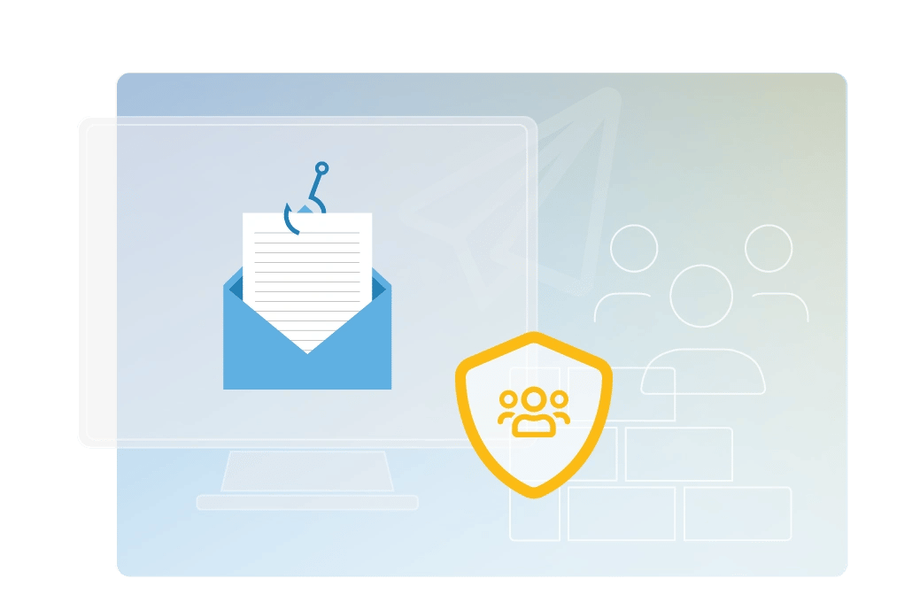 phishing attack illustration with email on hook